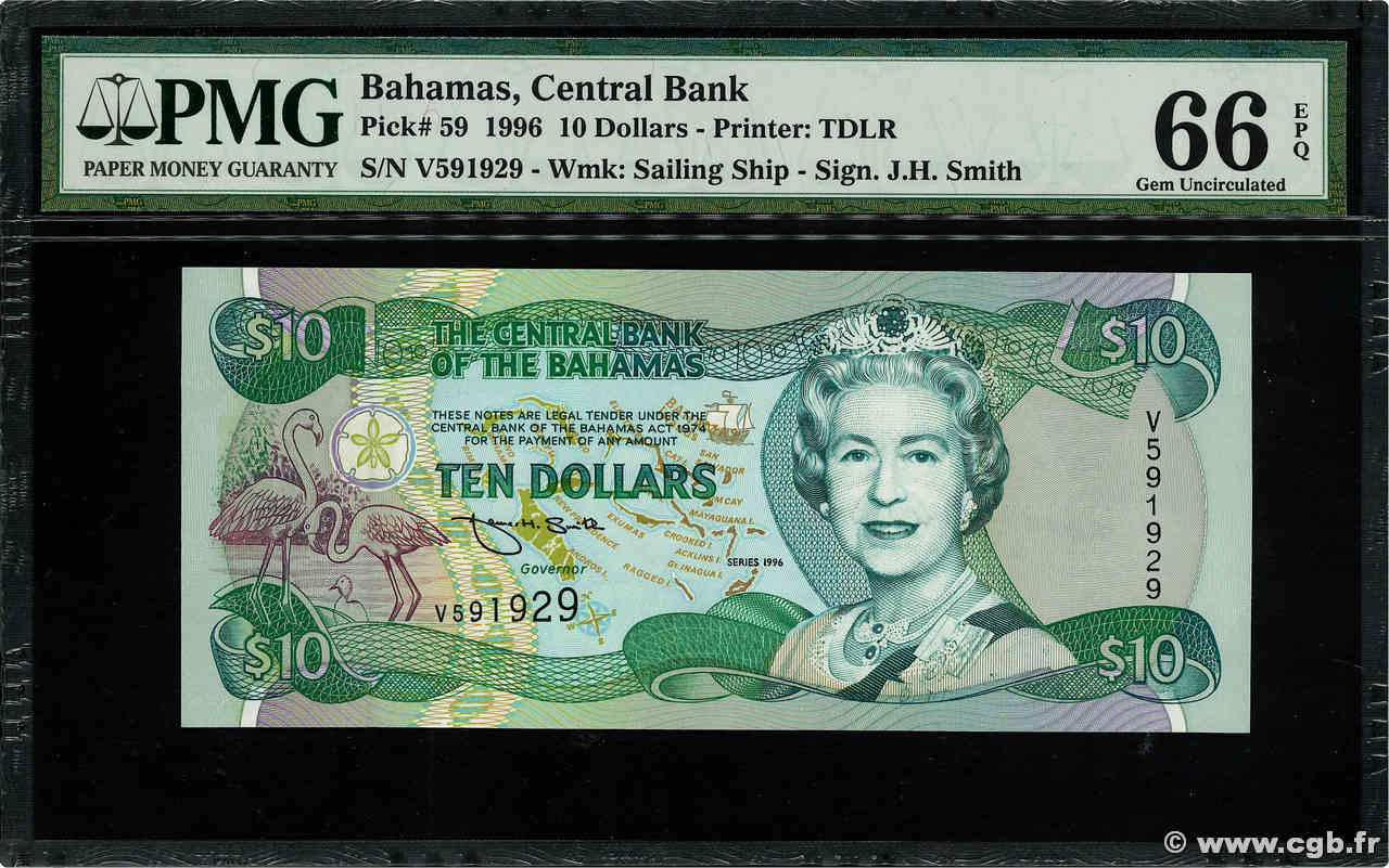 10 Dollars BAHAMAS  1996 P.59a NEUF