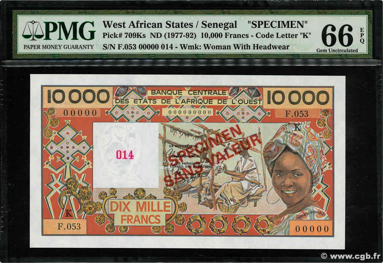10000 Francs Spécimen STATI AMERICANI AFRICANI  1991 P.709Ks FDC