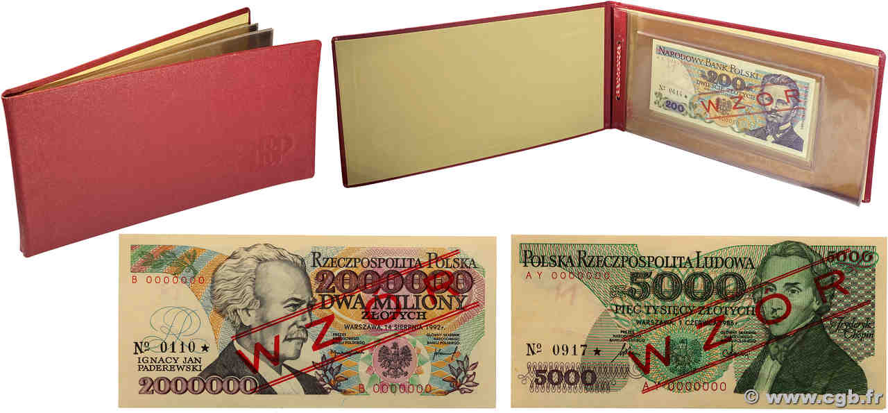 200 à 2000000 Zlotych Spécimen POLONIA  1979 P.144s, P.150s, P.152s et P.158s FDC
