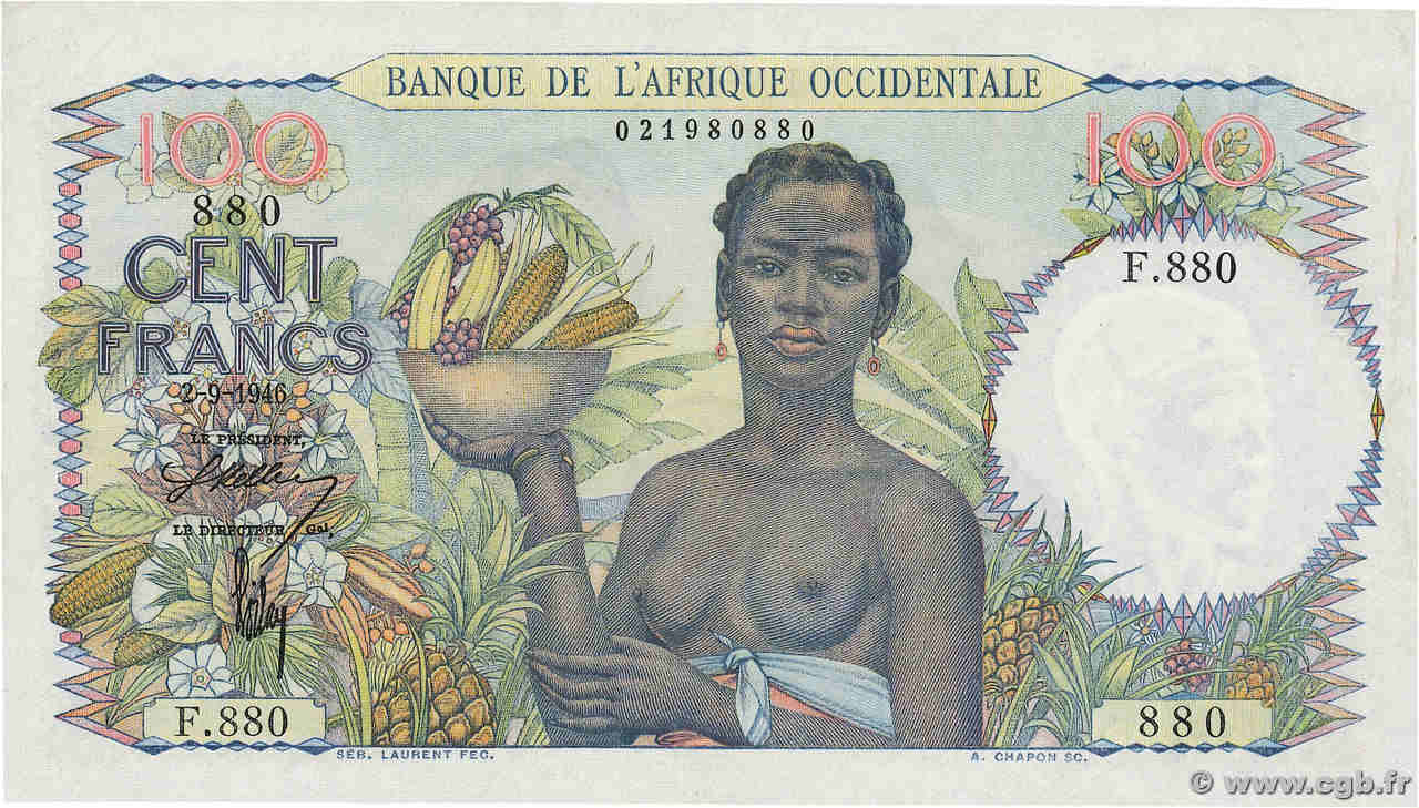 100 Francs Numéro spécial AFRIQUE OCCIDENTALE FRANÇAISE (1895-1958)  1946 P.40 SUP