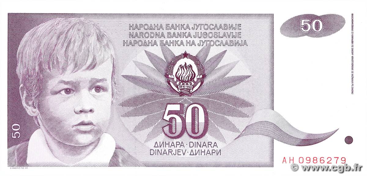 50 Dinara JUGOSLAWIEN  1990 P.104 ST
