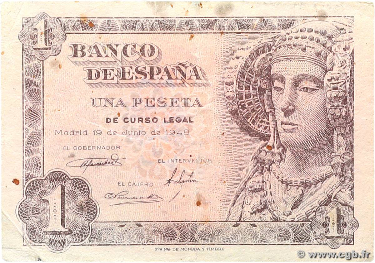 1 Peseta SPAGNA  1948 P.135a MB