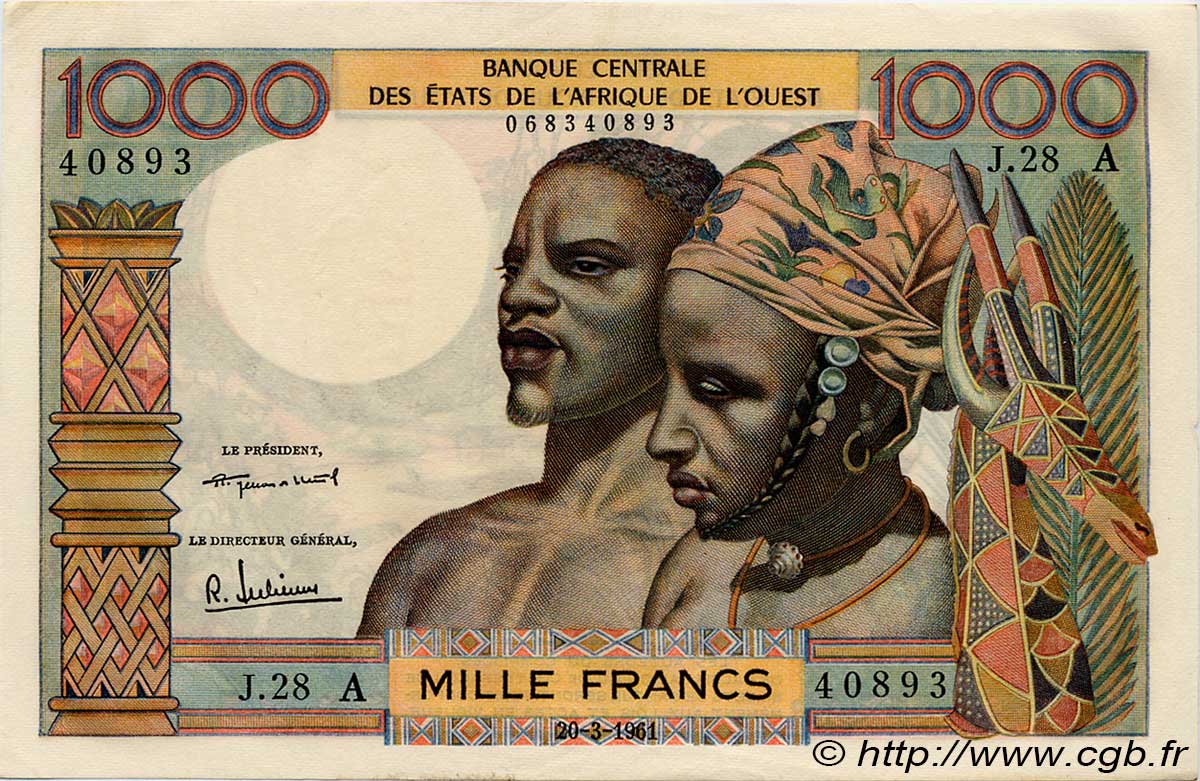1000 Francs ÉTATS DE L AFRIQUE DE L OUEST  1961 P.103Ab SPL