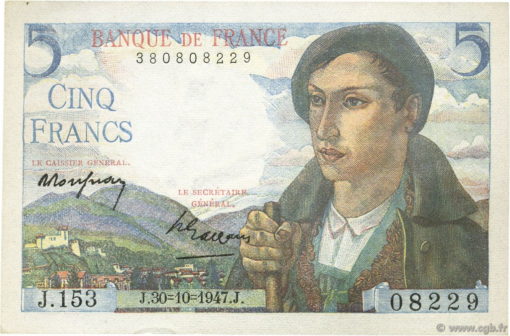 5 Francs BERGER FRANCE  1947 F.05.07 AU