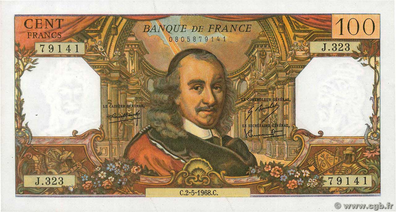 100 Francs CORNEILLE FRANCE  1968 F.65.22 SUP+