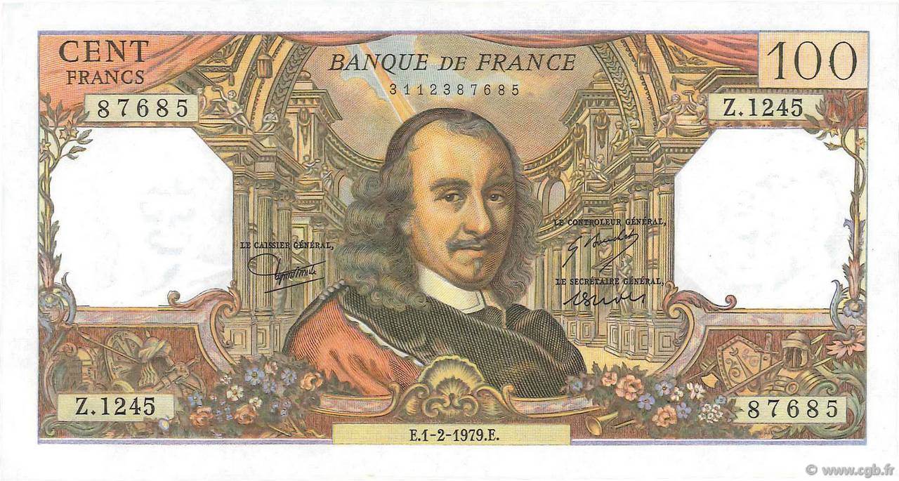 100 Francs CORNEILLE FRANCIA  1979 F.65.65 FDC