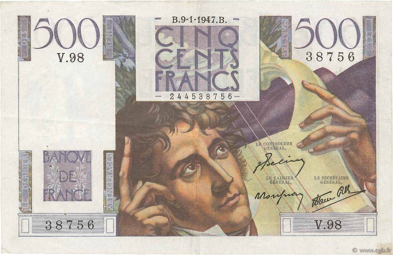 500 Francs CHATEAUBRIAND FRANCE  1947 F.34.07 TTB+