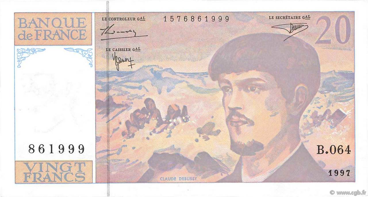 20 Francs DEBUSSY Modifié FRANCE  1997 F.66ter.02-64 pr.NEUF