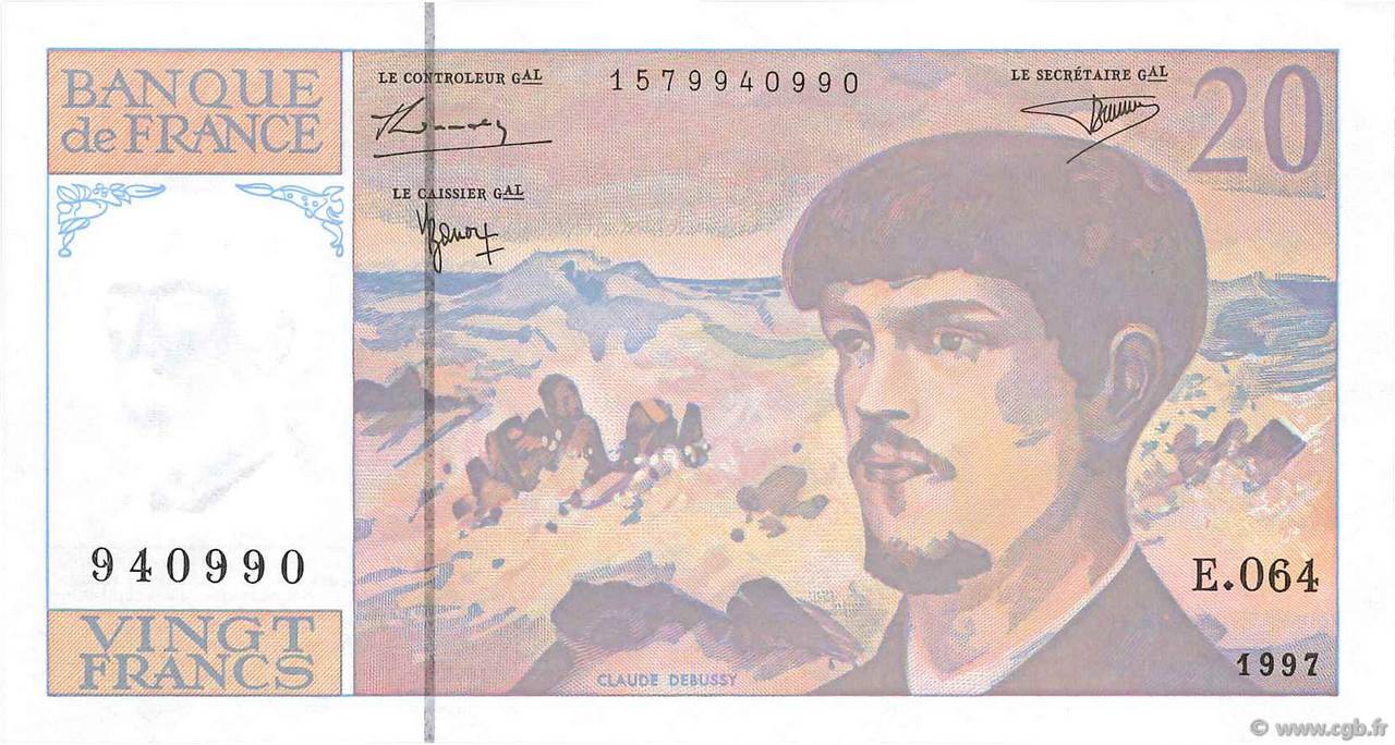 20 Francs DEBUSSY Modifié FRANCE  1997 F.66ter.02-64 NEUF