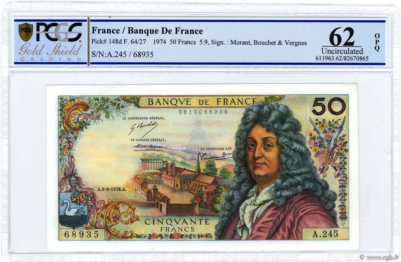 50 Francs RACINE FRANKREICH  1974 F.64.27 fST+