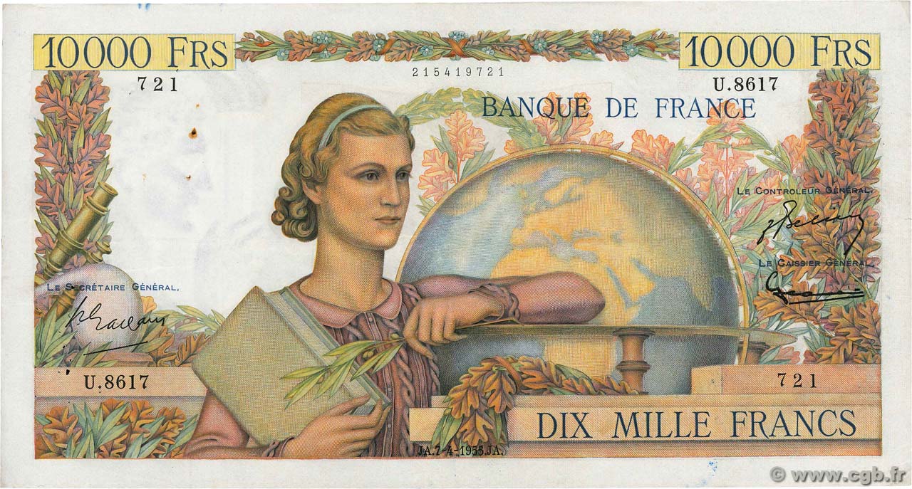 10000 Francs GÉNIE FRANÇAIS FRANCE  1955 F.50.74 TTB