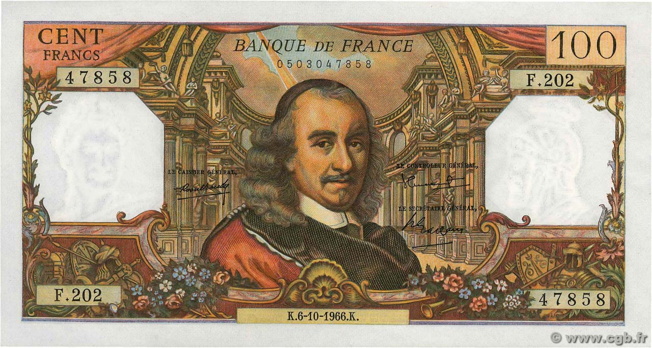 100 Francs CORNEILLE FRANCE  1966 F.65.15 pr.NEUF