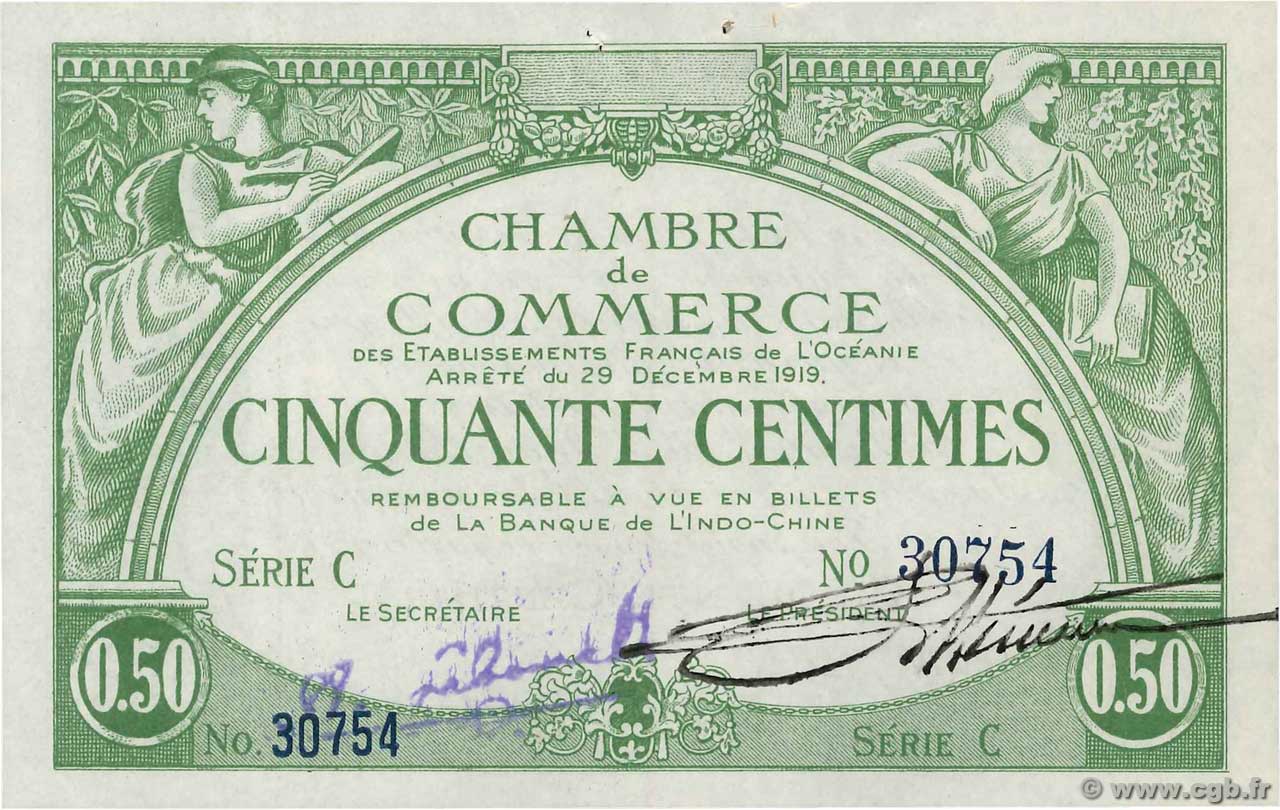 50 Centimes OCEANIA  1919 P.02a SC