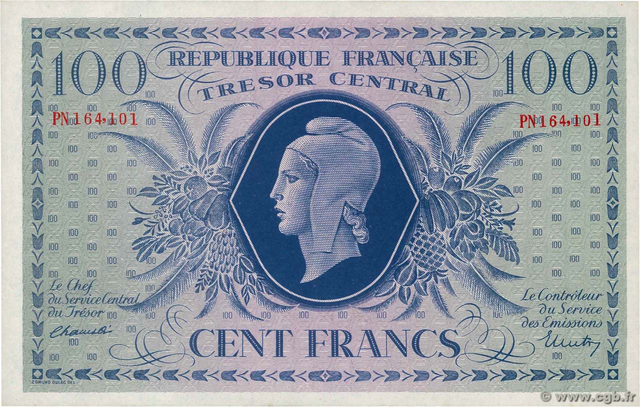 100 Francs MARIANNE FRANCIA  1943 VF.06.01g SC