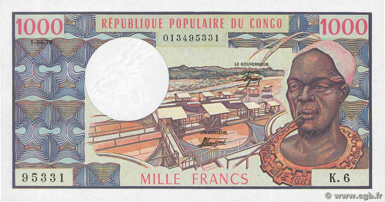 1000 Francs CONGO  1978 P.03d NEUF
