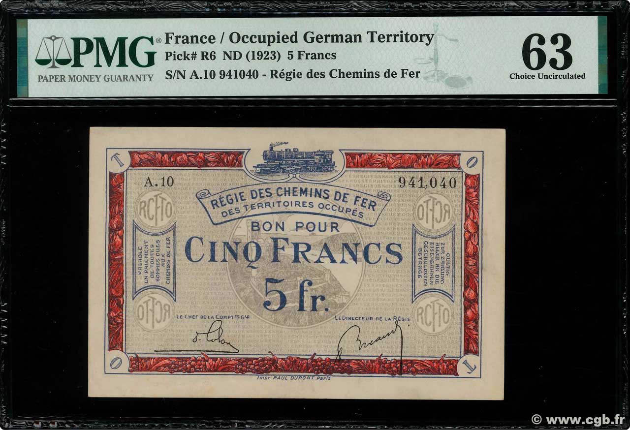 5 Francs FRANCE regionalism and various  1923 JP.135.06 UNC-