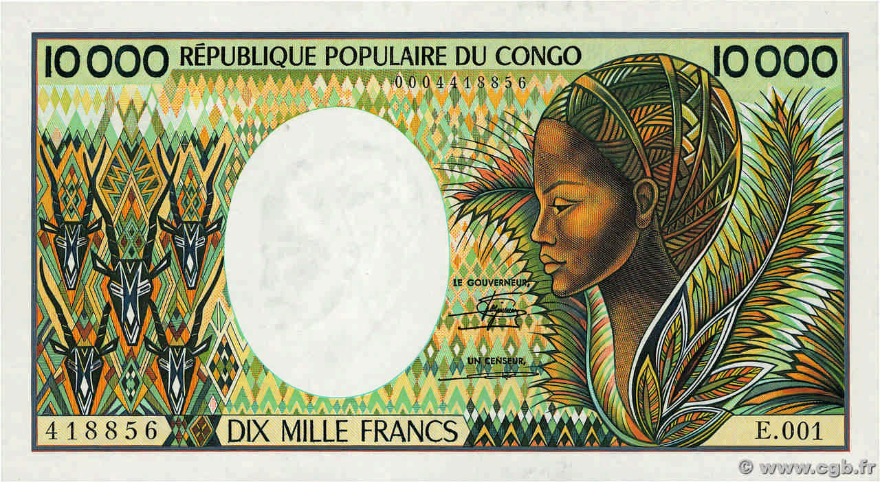 10000 Francs CONGO  1983 P.07 UNC-