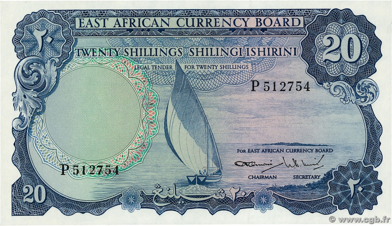 20 Shillings ÁFRICA ORIENTAL BRITÁNICA  1964 P.47a FDC