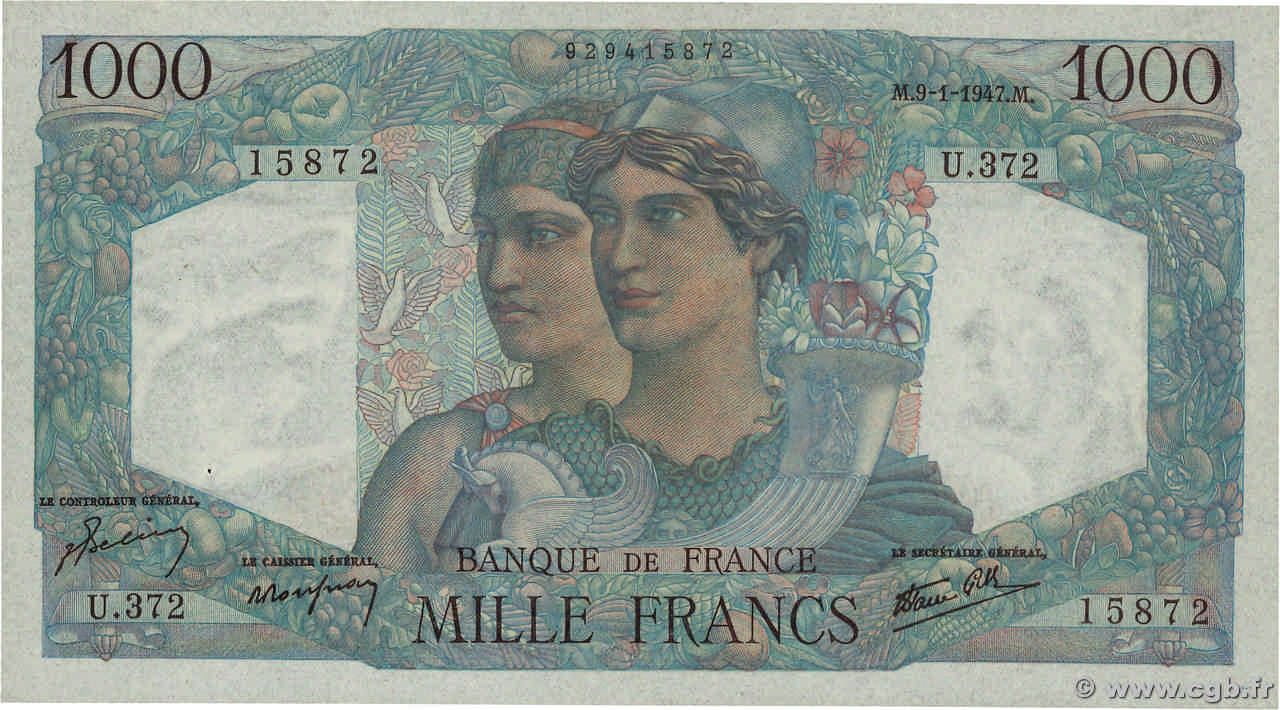 1000 Francs MINERVE ET HERCULE FRANCIA  1947 F.41.18 SC
