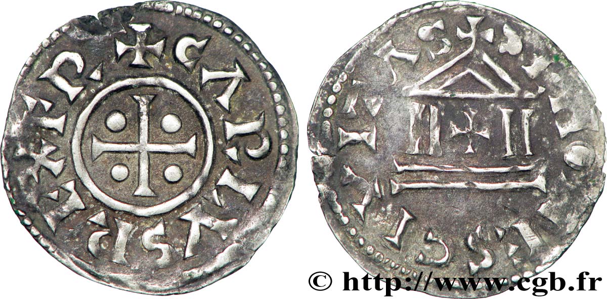 CHARLES II LE CHAUVE Denier TTB/TB+