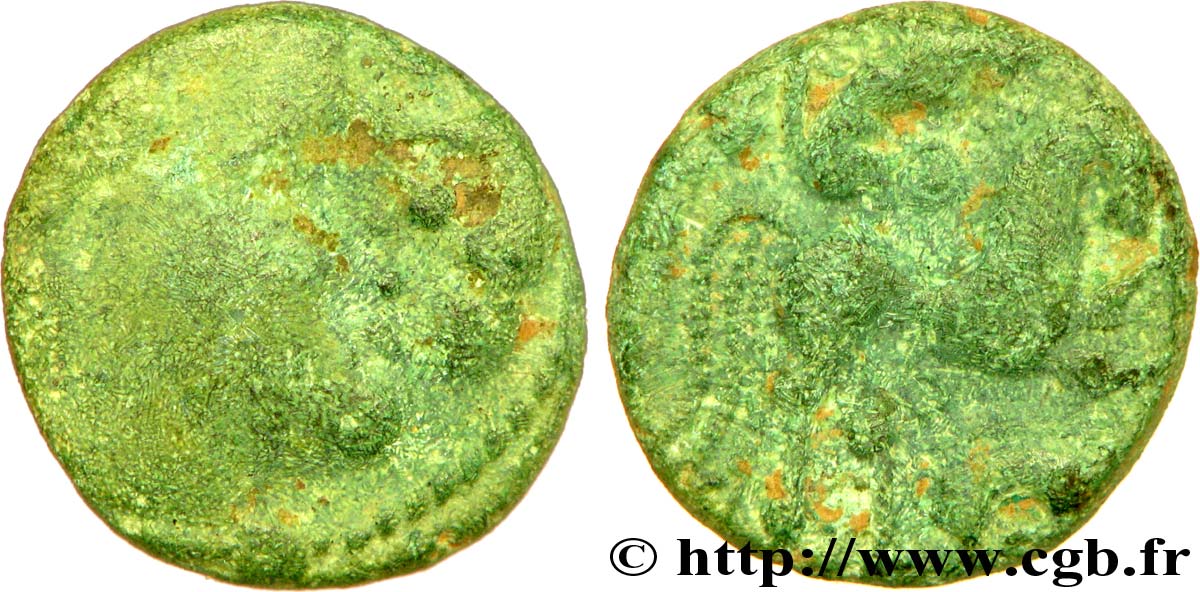 GALLIA BELGICA - AMBIANI (Región de Amiens) Bronze au cheval et à l’aurige, type de Chilly BC+/MBC+