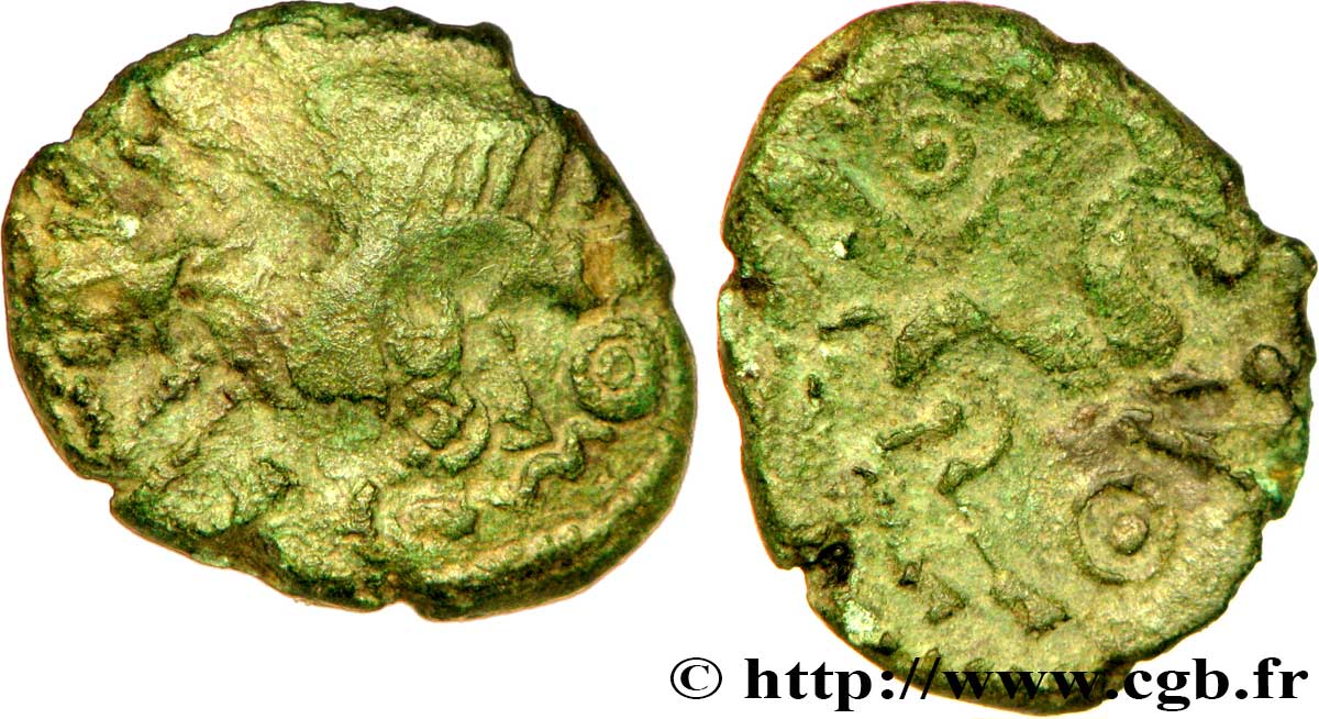 GALLIEN - BELGICA - AMBIANI (Region die Amiens) Bronze au sanglier enseigne et au cheval fSS