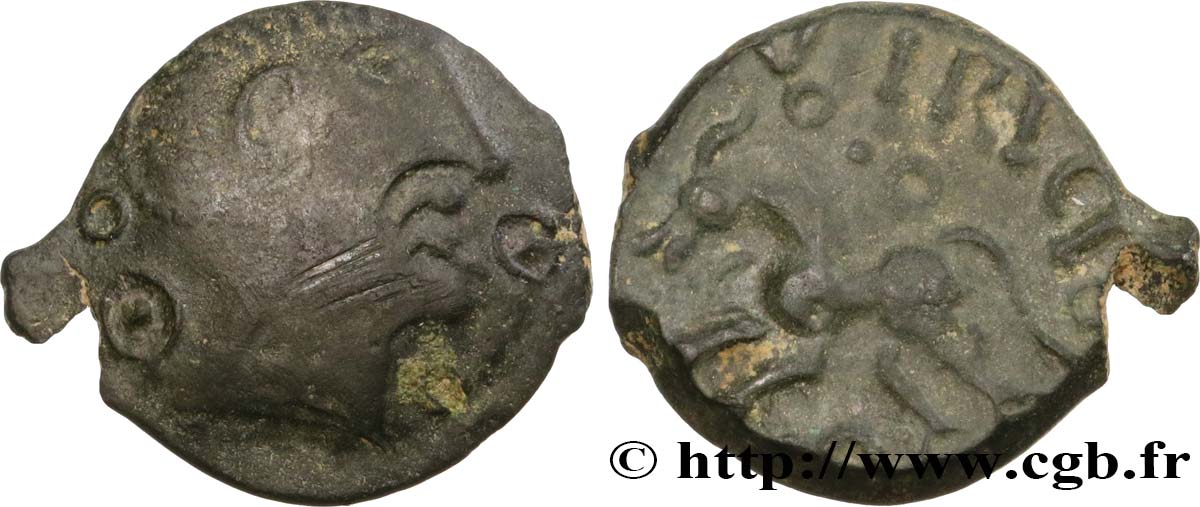 GALLIA BELGICA PAGUS CATUSLUGI - Sanctuary of BOIS L ABBÉ (Seine-Maritime) Bronze VIIRICIVS, classe III XF