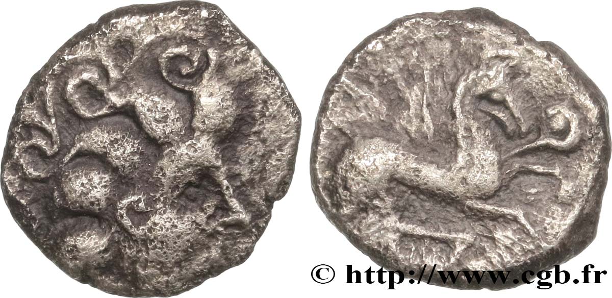 EDUENS, ÆDUI (BIBRACTE, Area of the Mont-Beuvray) Denier à la lyre XF