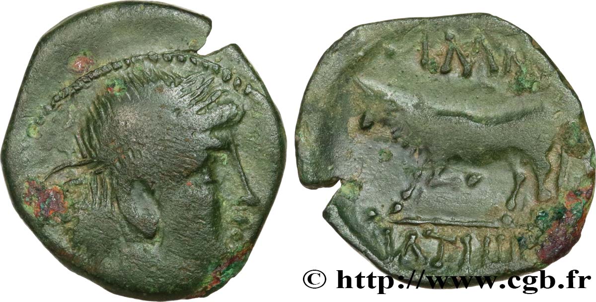 GALLIA BELGICA - REMI (Area of Reims) Bronze GERMANVS INDVTILLI au taureau (Quadrans) VF