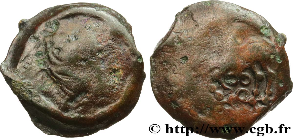 GALLIA - BITURIGES CUBI (Area of Bourges) Bronze au cheval et aux trois annelets VF