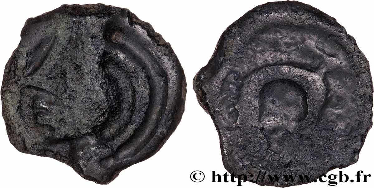 BITURIGES CUBES / CARNUTES, INCERTAINES Potin à l’animal retourné du Loir-et-Cher TB+