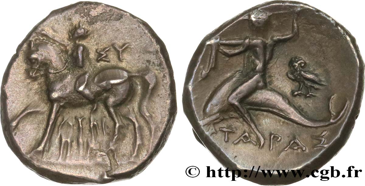 CALABRIA - TARAS Nomos, statère ou didrachme AU