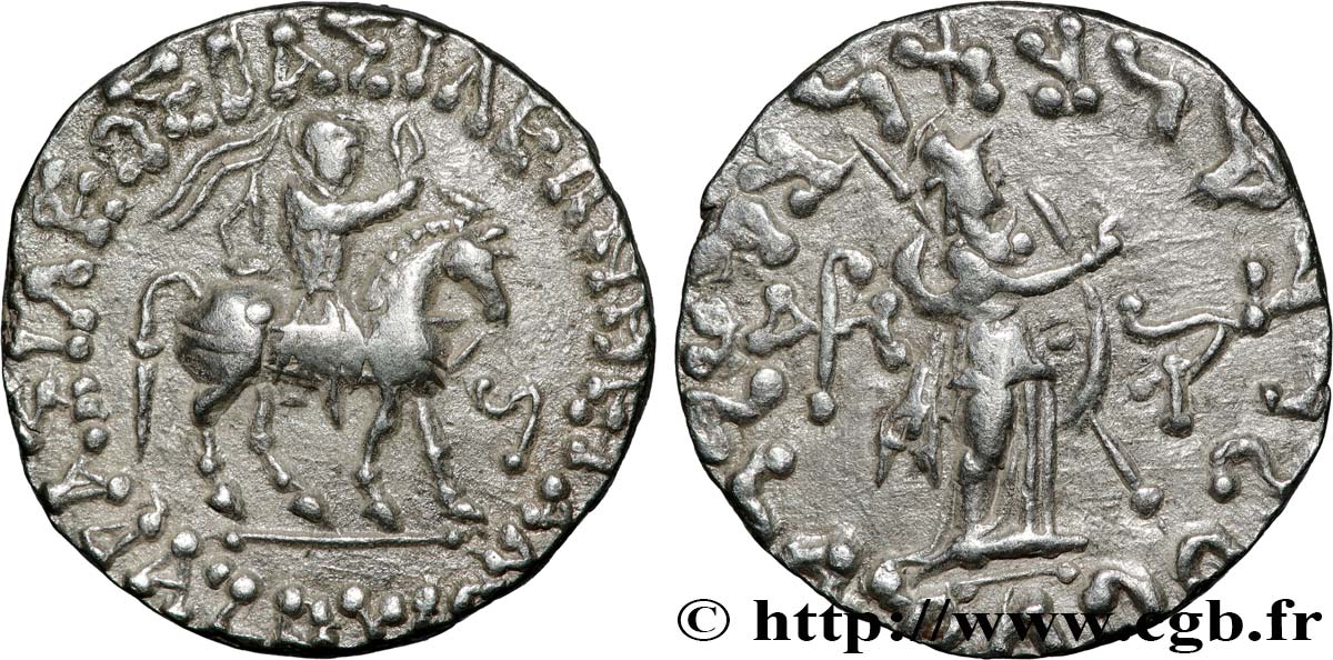 SCYTHIA - INDO-SCYTHIAN KINGDOM - AZES Tétradrachme bilingue AU
