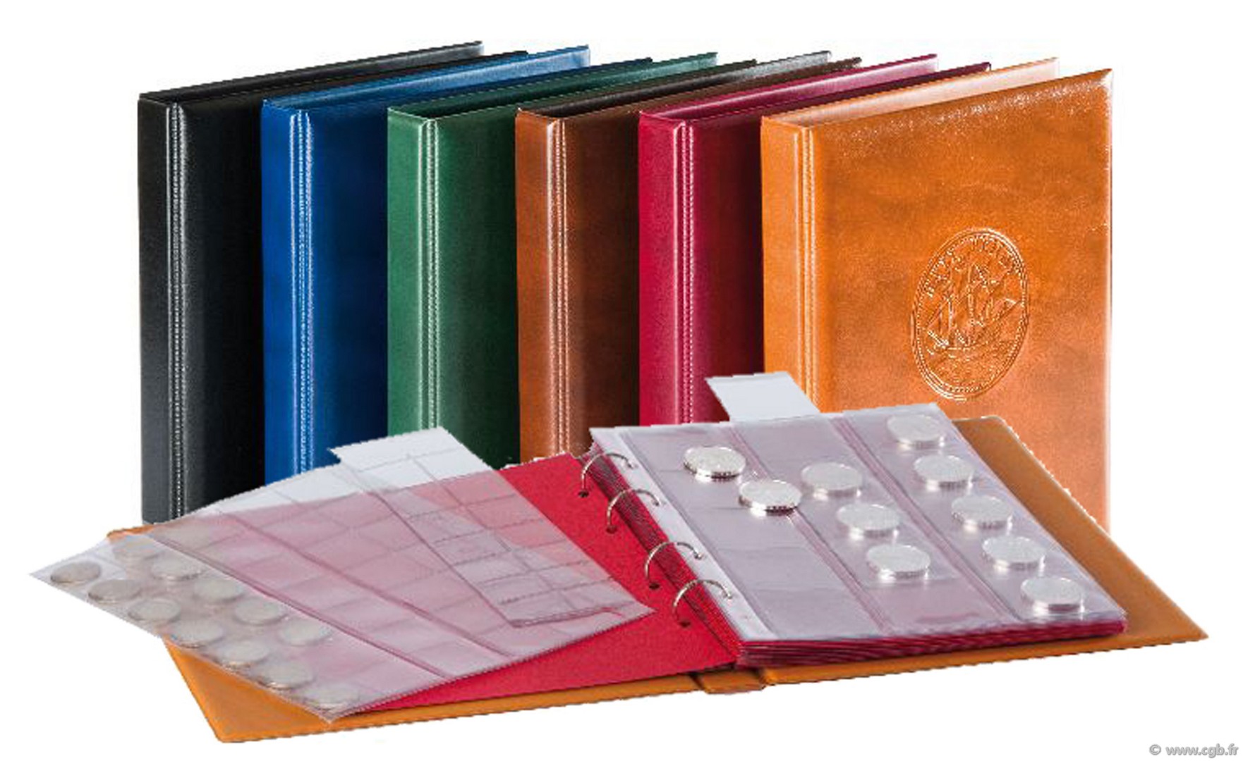 Classeur Louis brun Monnaies avec 10 pages assorties  