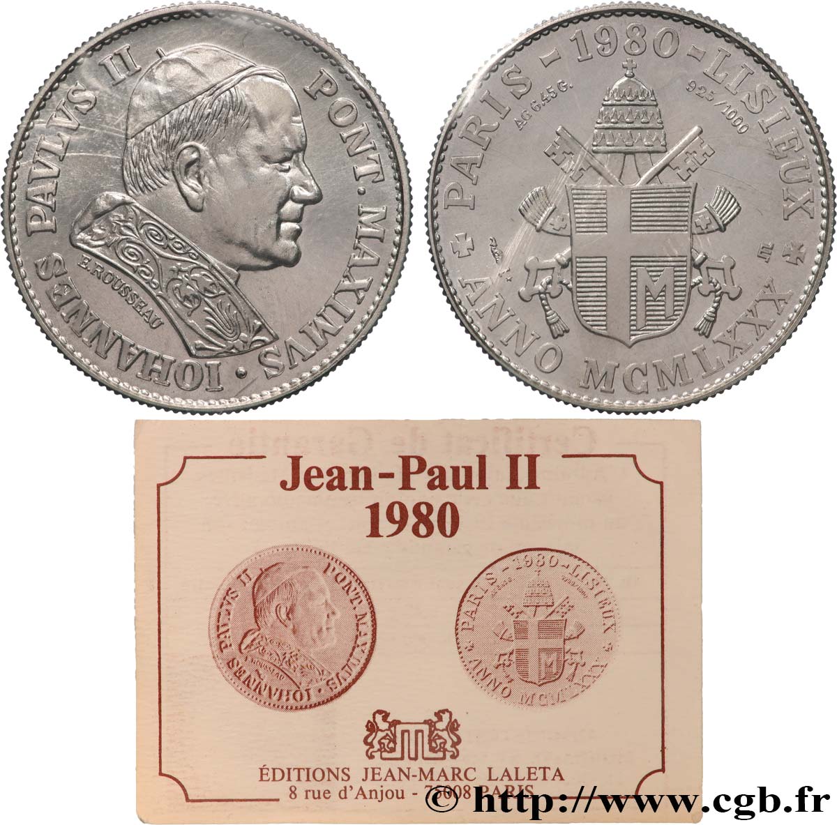 JEAN-PAUL II (Karol Wojtyla) Médaille, Visite à Lisieux SPL