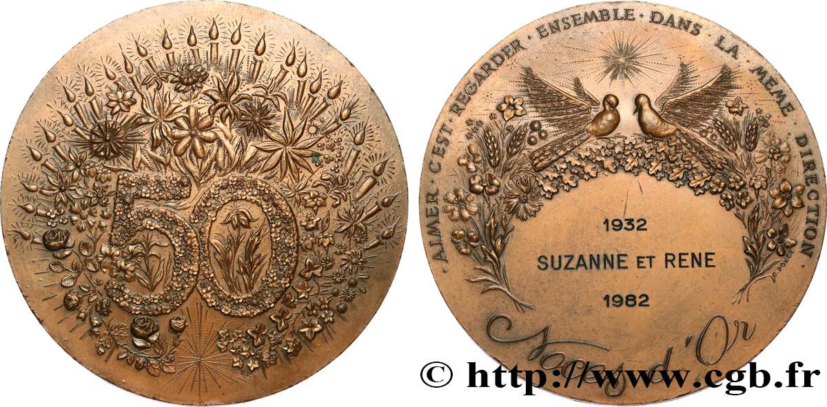 AMOUR ET MARIAGE Médaille, Noces d’or q.SPL