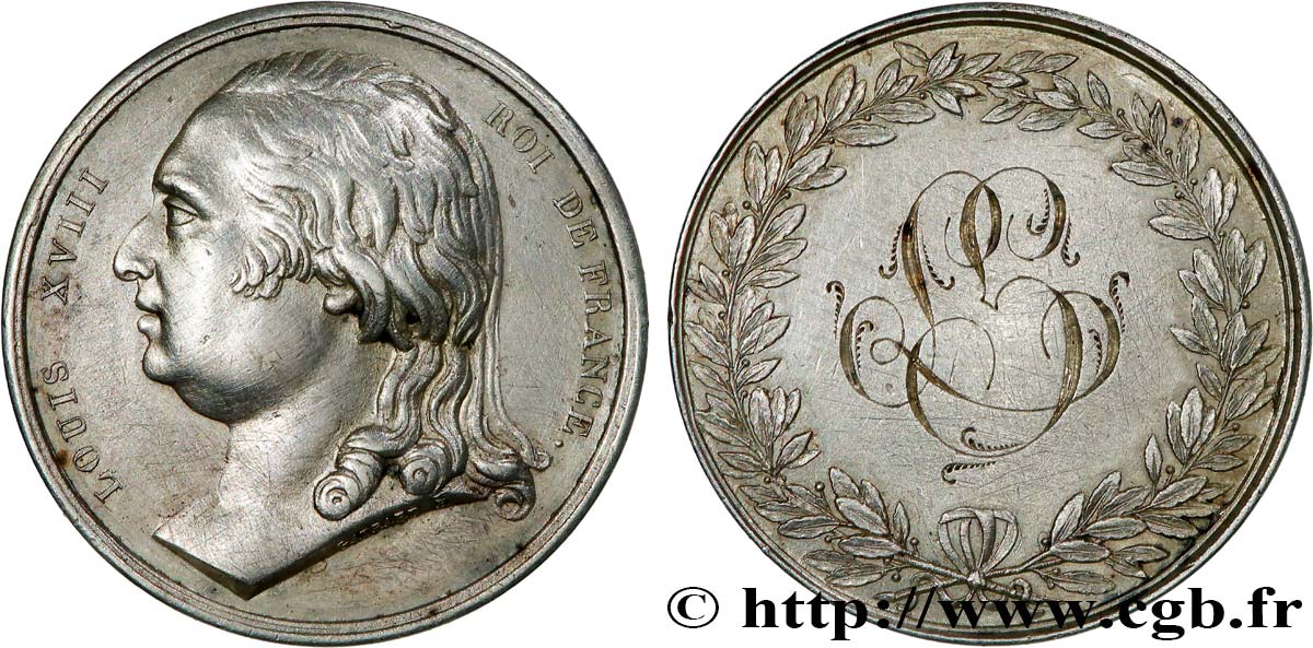 LOUIS XVIII Médaille de mariage, Louis XVIII VF