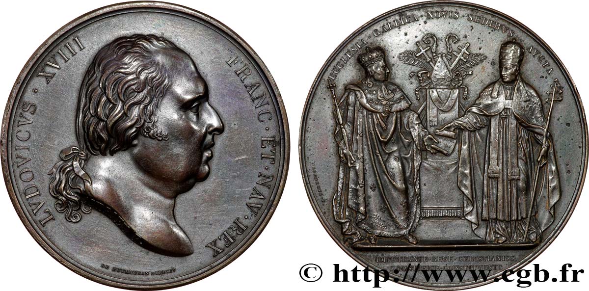 LOUIS XVIII Médaille, Reprise du concordat XF
