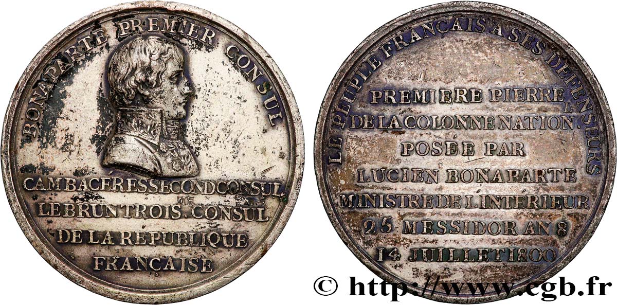 CONSULAT Médaille, Érection de la Colonne Nationale, place Vendôme XF