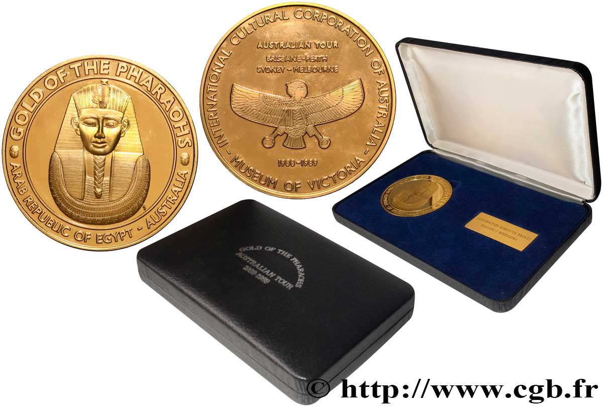 AUSTRALIE Coffret, Médaille, Egyptian tour, Gold of the pharaohs SUP