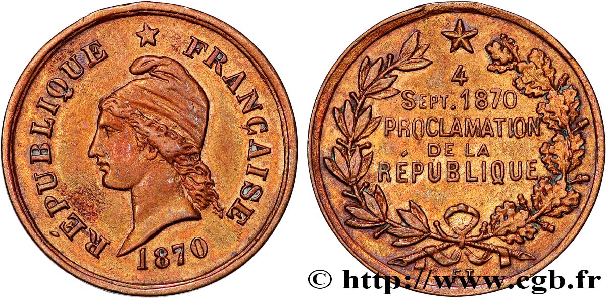 DRITTE FRANZOSISCHE REPUBLIK Médaillette, Proclamation de la République fVZ