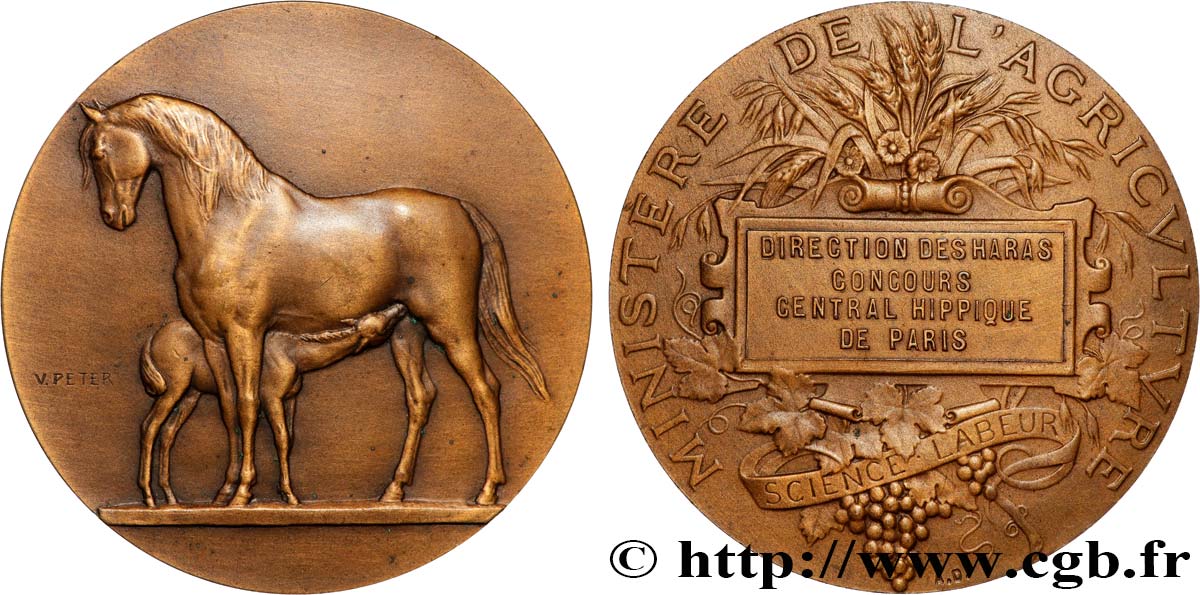 DRITTE FRANZOSISCHE REPUBLIK Médaille, Direction des haras, Concours central hippique de Paris fVZ