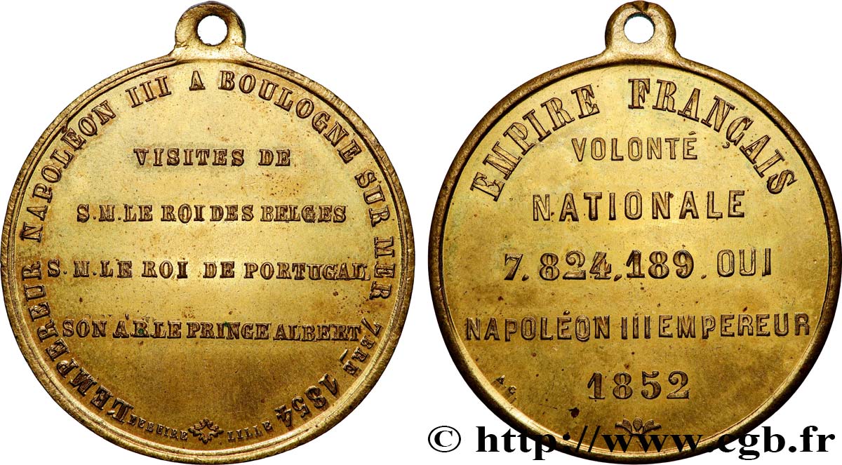SECOND EMPIRE Médaille, Visite à Boulogne-sur-Mer du roi des belges, du roi de Portugal et du Prince Albert TTB+