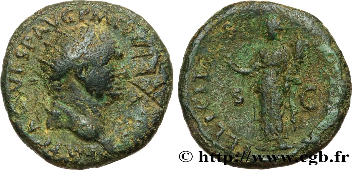 AFRIQUE - VANDALES 42 noummia contremarqué sur un dupondius de Vespasien BC+