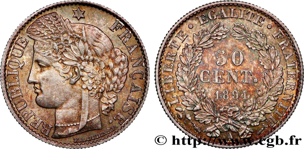 50 centimes Cérès, Troisième République 1894 Paris F.189/15 SC63 