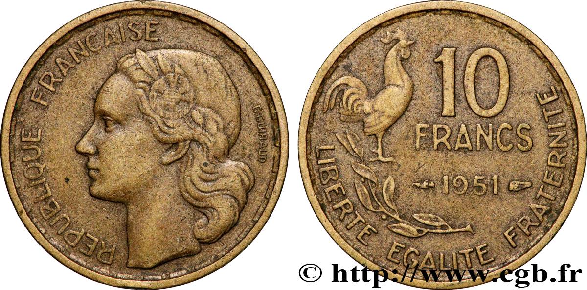10 francs Guiraud 1951  F.363/4 MBC 