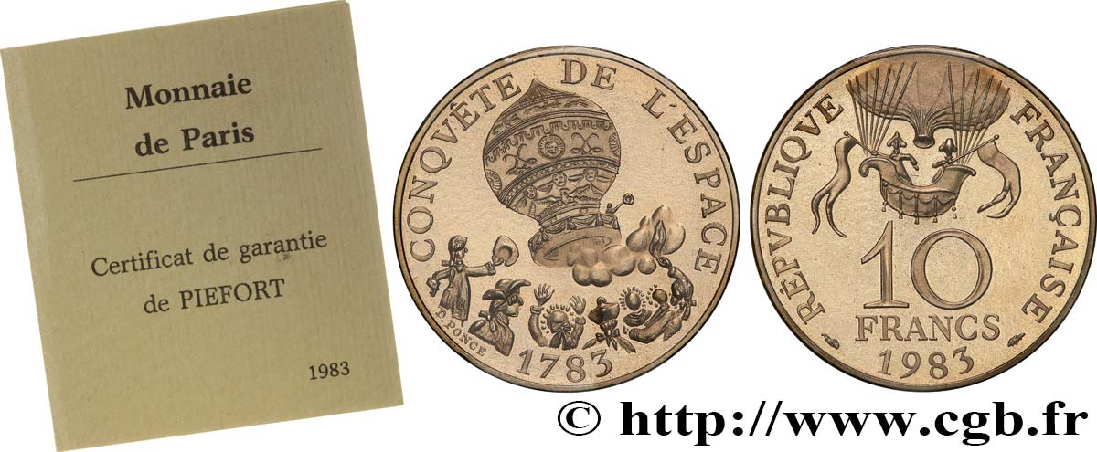 Piéfort Cu-Ni de 10 francs Conquête de l’Espace 1983  GEM.188 P1 MS 