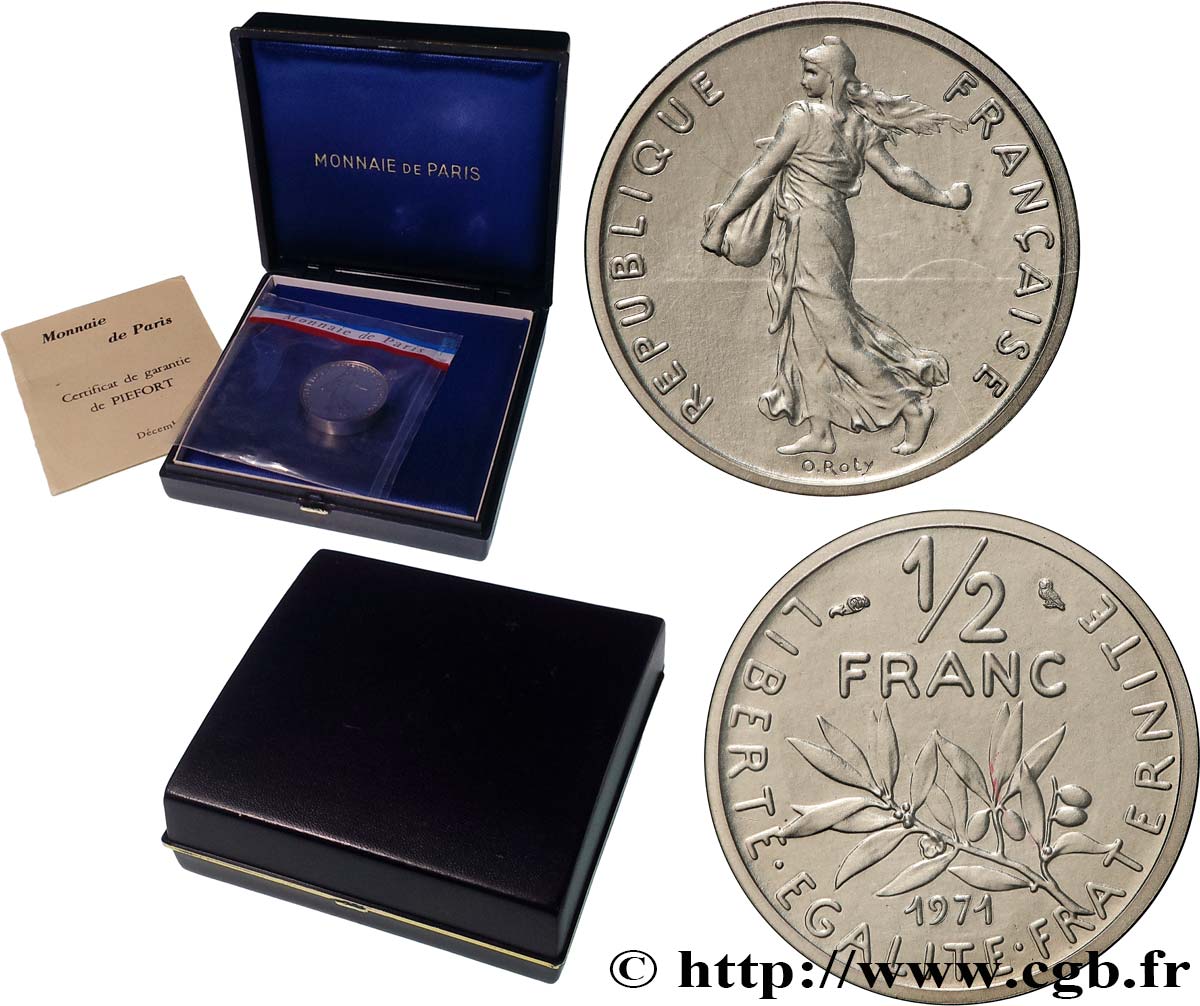 Piéfort nickel de 1/2 franc Semeuse 1971 Pessac GEM.91 P1 MS 