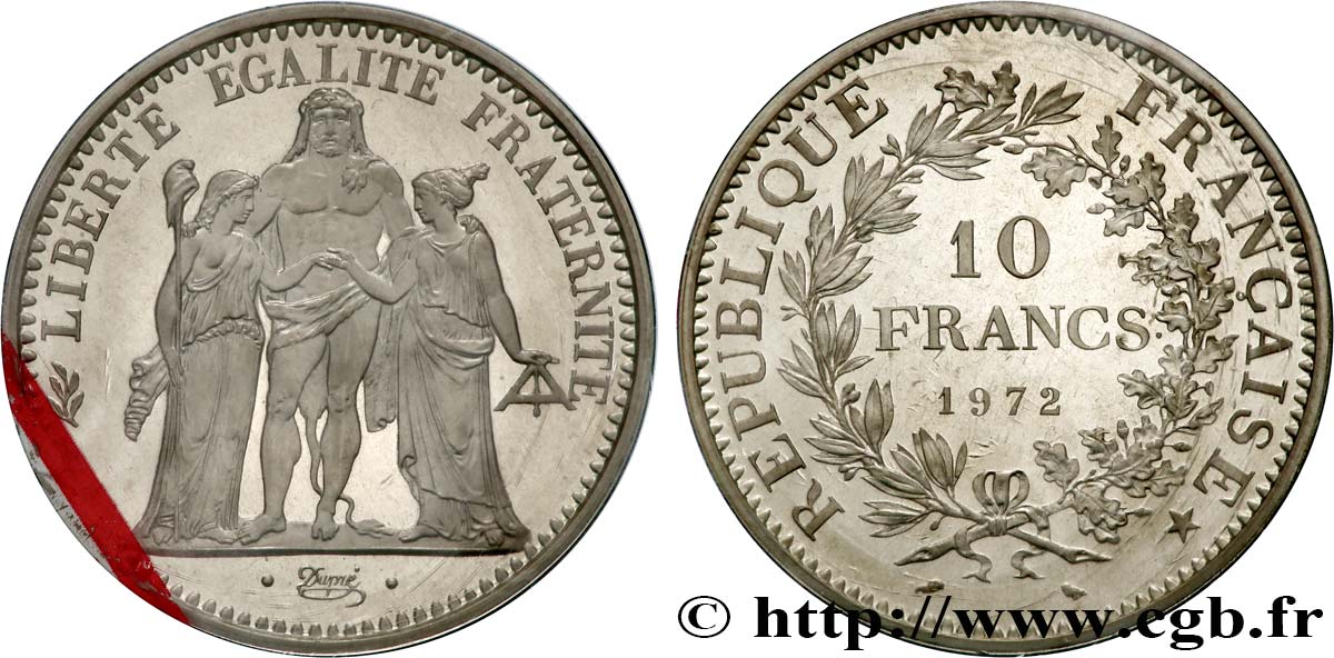Piéfort Argent de 10 francs Hercule 1972  GEM.183 P1 FDC 