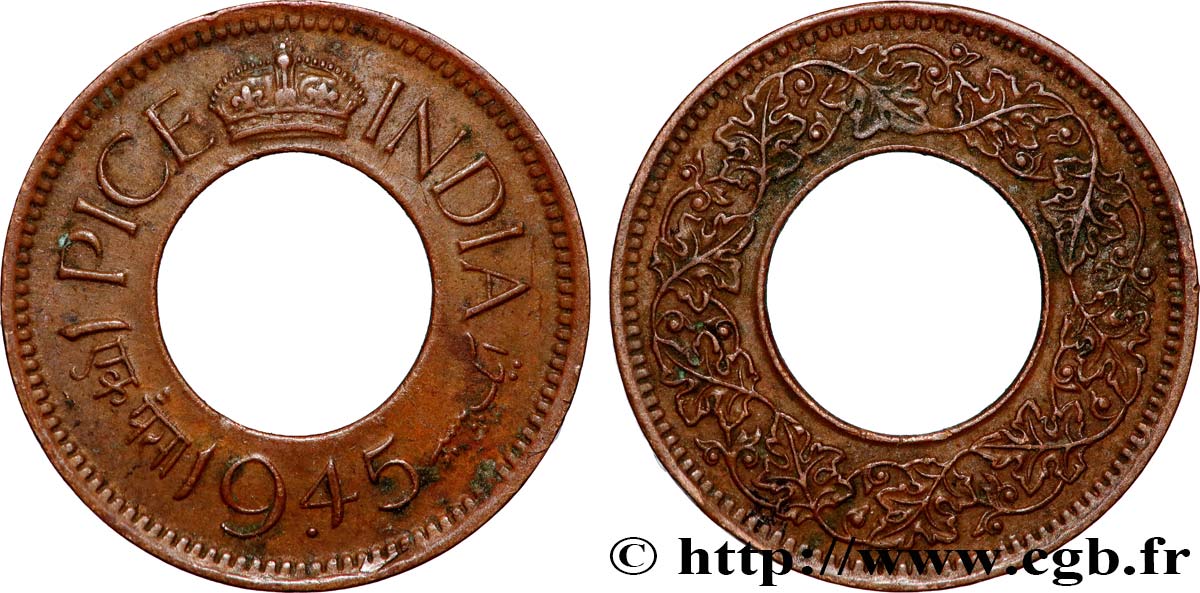 INDES BRITANNIQUES 1 Pice 1945 Bombay TTB 